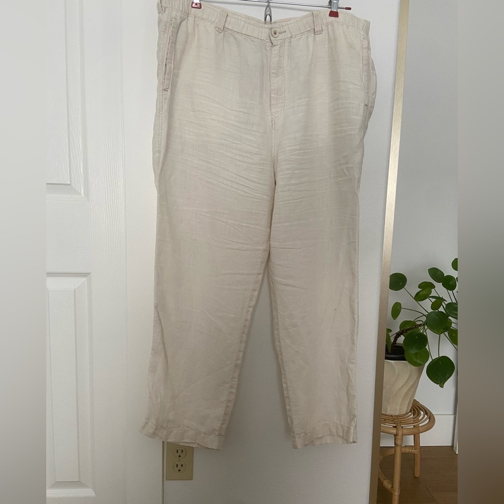 Tommy Bahama Men's Light Cream Linen Pull-on Pants XL